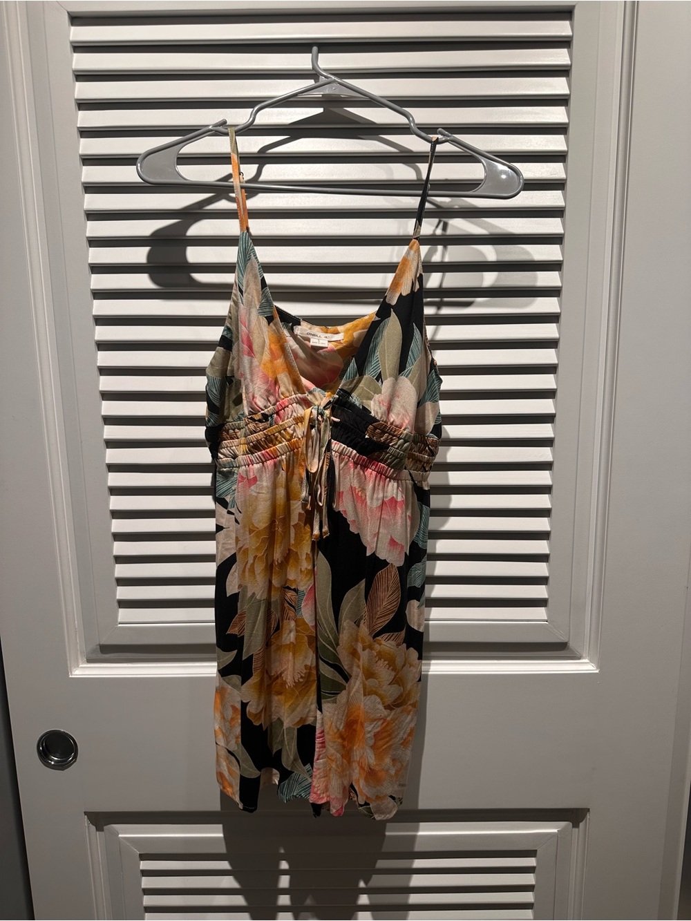 O'Neill Black Mini Dress with Yellow & Pink Floral Print - Picture 1 of 3